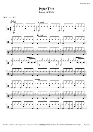 Score for Drums
