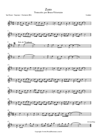 Liniker Zero score for Tenor Saxophone Soprano (Bb)