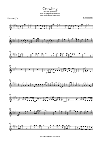 Linkin Park Crawling score for Clarinet (C)