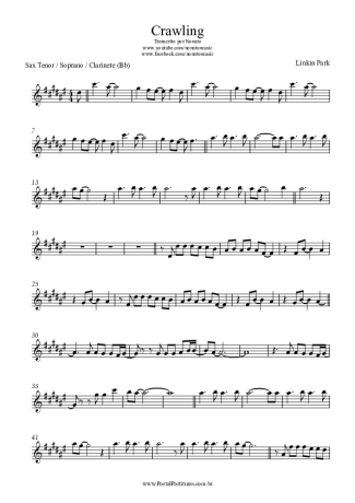 Linkin Park Crawling score for Tenor Saxophone Soprano (Bb)