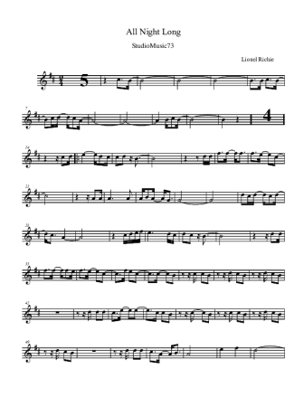 Lionel Richie All Night Long score for Tenor Saxophone Soprano (Bb)