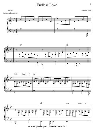 Lionel Richie Endless Love score for Piano