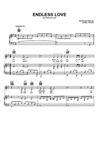 Lionel Richie Endless Love score for Piano