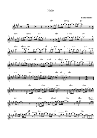 Lionel Richie Hello score for Alto Saxophone