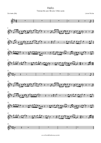 Lionel Richie Hello score for Clarinet (Bb)