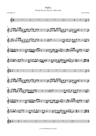 Lionel Richie Hello score for Clarinet (C)