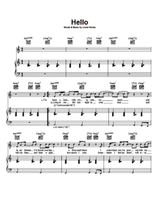 Lionel Richie Hello score for Piano