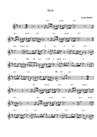 Lionel Richie Hello score for Tenor Saxophone Soprano (Bb)