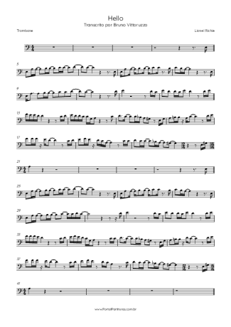Lionel Richie Hello score for Trombone