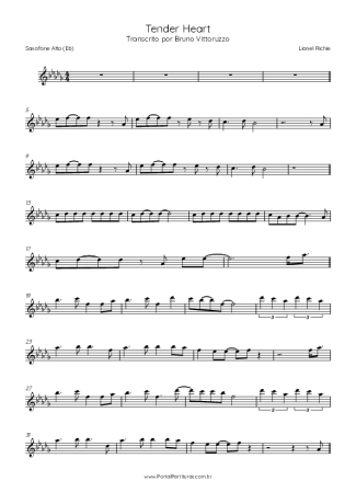 Lionel Richie Tender Heart score for Alto Saxophone