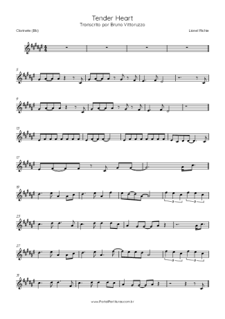 Lionel Richie Tender Heart score for Clarinet (Bb)