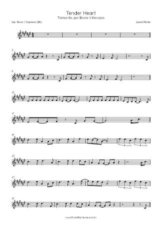 Lionel Richie Tender Heart score for Tenor Saxophone Soprano (Bb)