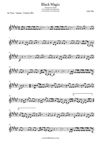 Little Mix Black Magic score for Clarinet (Bb)