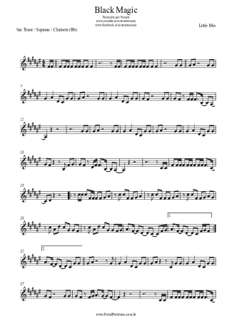 Little Mix Black Magic score for Tenor Saxophone Soprano (Bb)