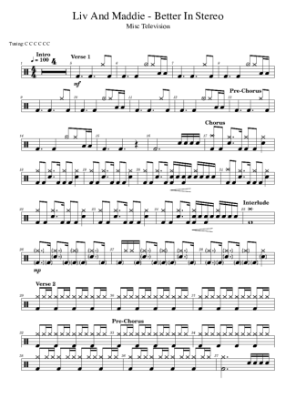 Liv And Maddie  score for Drums
