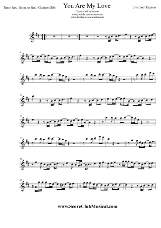 Liverpool Express You Are My Love score for Tenor Saxophone Soprano (Bb)