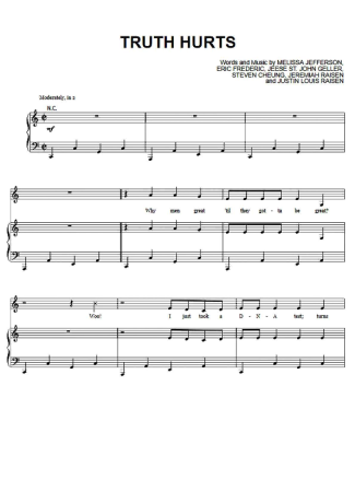 Lizzo Truth Hurts score for Piano