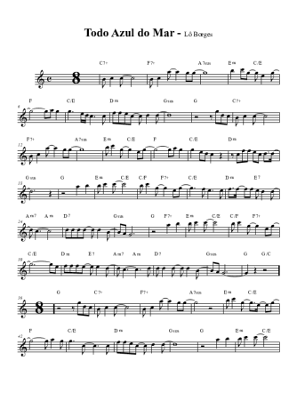 Lô Borges Todo Azul do Mar score for Tenor Saxophone Soprano (Bb)