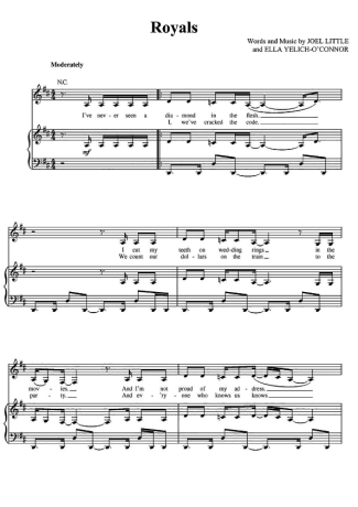 Lorde Royals score for Piano