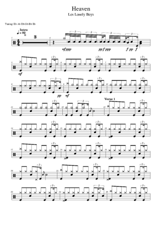Los Lonely Boys Heaven score for Drums