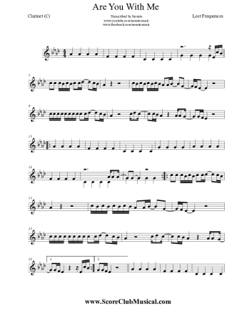 Lost Frequencies Are You With Me score for Clarinet (C)