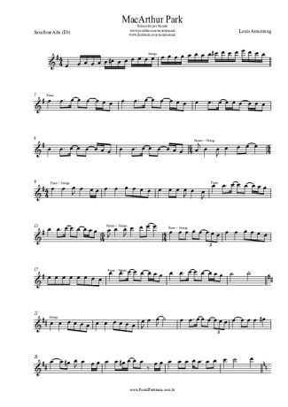 Louis Armstrong MacArthur Park score for Alto Saxophone