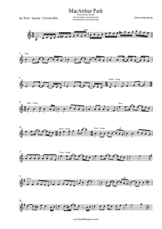 Louis Armstrong MacArthur Park score for Tenor Saxophone Soprano (Bb)