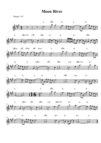 Louis Armstrong Moon River score for Alto Saxophone