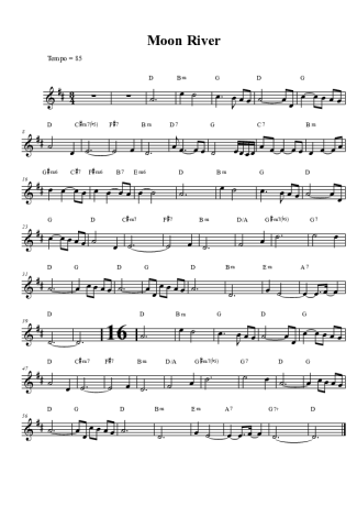 Louis Armstrong Moon River score for Clarinet (Bb)