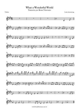 Louis Armstrong What A Wonderful World score for Violin