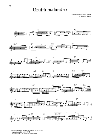 Lourival Carvalgo, João de Barro Urubú Malandro score for Flute