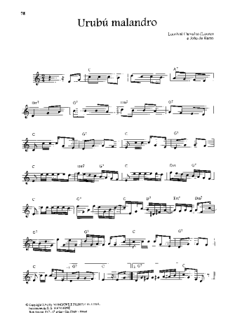 Lourival Carvalgo, João de Barro Urubú Malandro score for Violin