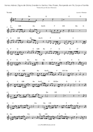 Louvor Aliança Vamos Adorar, Digno De Glória, Grande é O Senhor, Meu Prazer, Rompendo Em Fé, Corpo E Família score for Keyboard