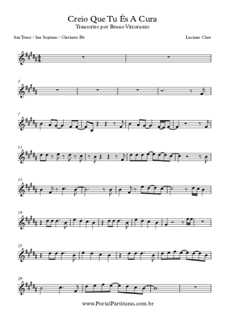 Luciano Claw Creio Que Tu És A Cura score for Clarinet (Bb)