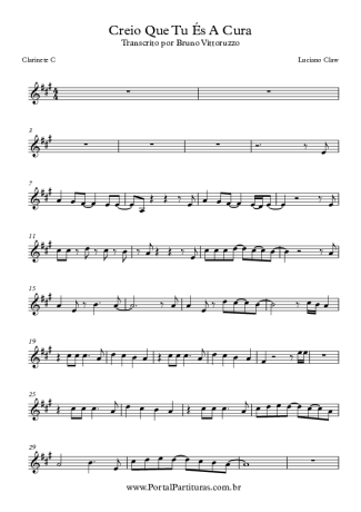 Luciano Claw Creio Que Tu És A Cura score for Clarinet (C)