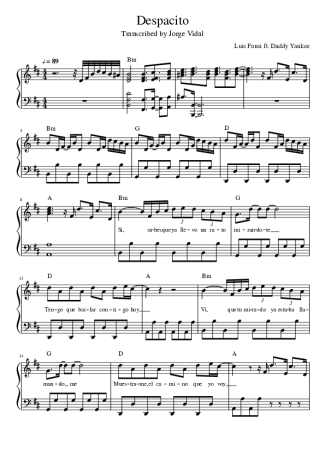 Luis Fonsi Despacito score for Piano