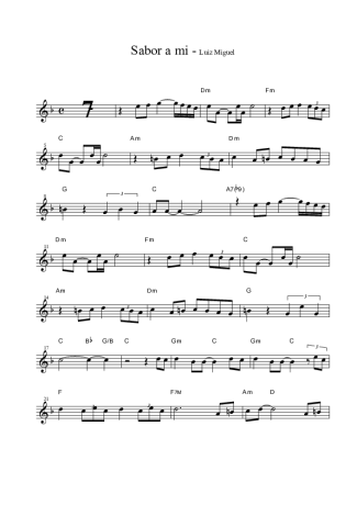 Luís Miguel Sabor a Mi score for Tenor Saxophone Soprano (Bb)