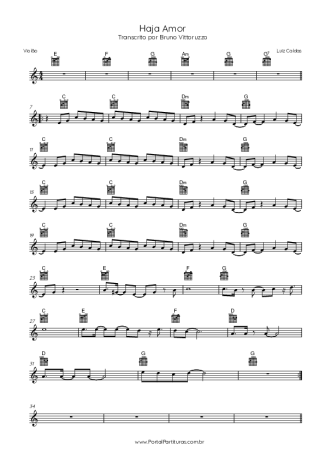 Luiz Caldas Haja Amor score for Acoustic Guitar
