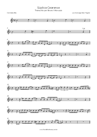 Luiz Gonzaga Súplica Cearense (feat. Fagner) score for Clarinet (Bb)