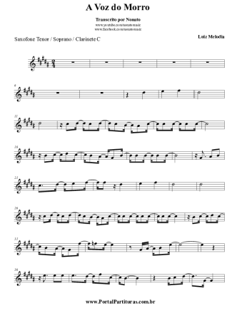Luiz Melodia A Voz do Morro score for Tenor Saxophone Soprano (Bb)