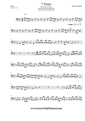Lukas Graham 7 Years score for Cello