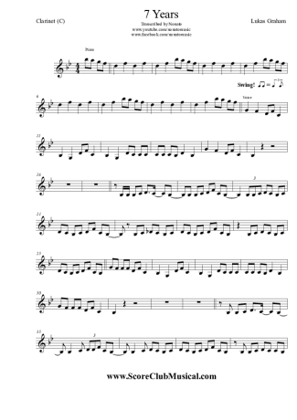 Lukas Graham  score for Clarinet (C)