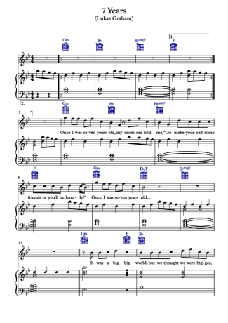 Lukas Graham 7 Years score for Piano