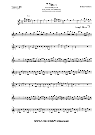 Lukas Graham 7 Years score for Trumpet