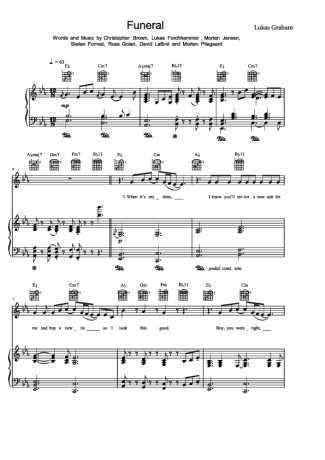 Lukas Graham Funeral score for Piano