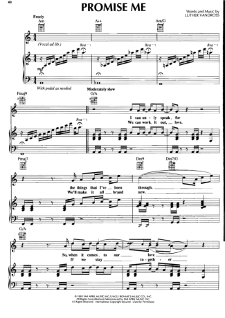 Luther Vandross Promise Me score for Piano