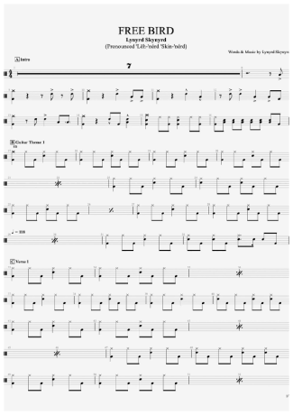 Lynyrd Skynyrd  score for Drums