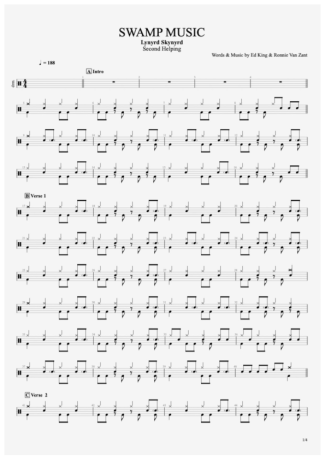 Lynyrd Skynyrd Swamp Music score for Drums