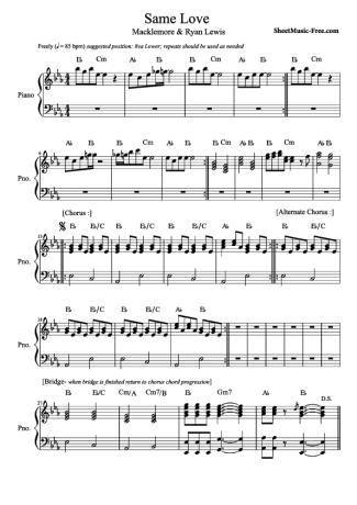 Macklemore & Ryan Lewis Same Love score for Piano