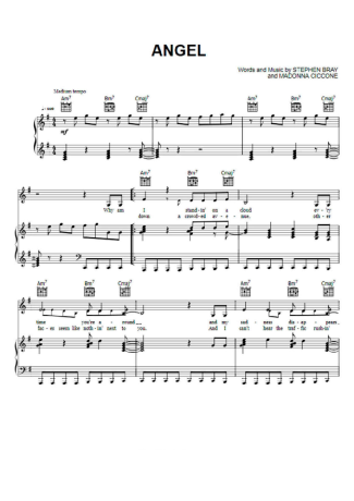 Madonna Angel score for Piano